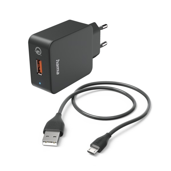 Hama SchnellladegerÃ¤t mit Ladekabe,Micro-USB,19,5W,1,5m,WeiÃ ,00201621