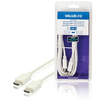 Valueline HDMI-Kabel (2m) VLMB34000W20 High Speed mit Ethernet weiß