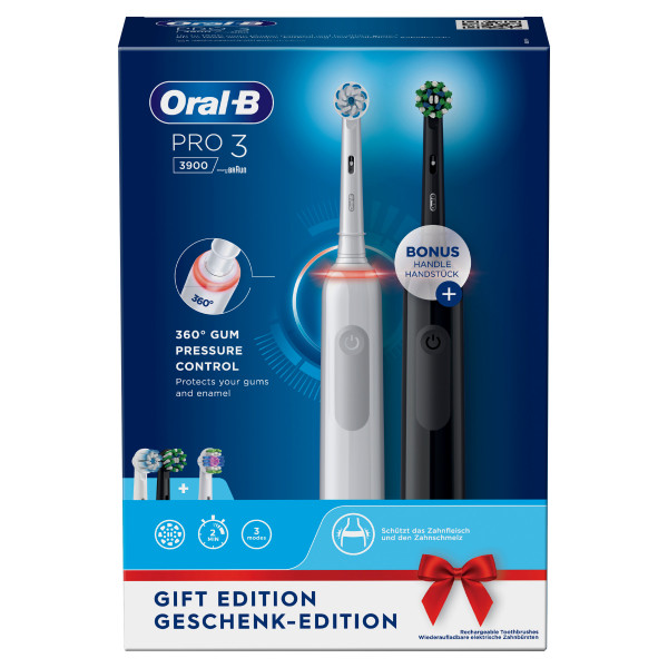 Oral-B Zahnbürste Pro3 3900 mit 2. Handstück OralB Braun