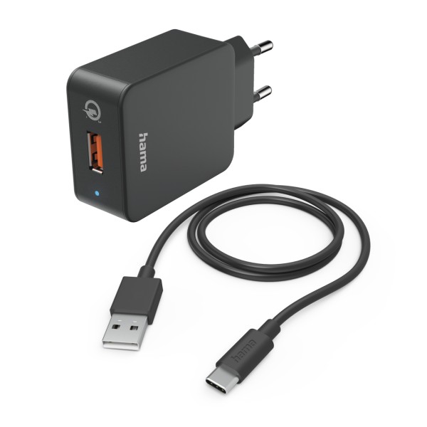 Hama Schnellladegerät mit Ladekabel USB-C195W15mSchwarz Hama00201625